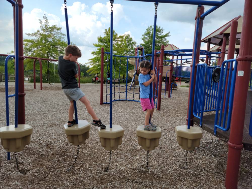 Kids climbing on the playground